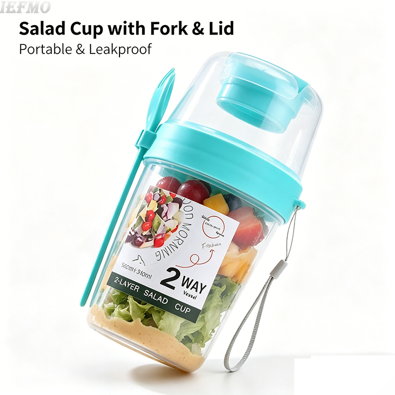 Food Snacks For Weight Loss - Set Mangkuk Salad Portabel dengan Garpu