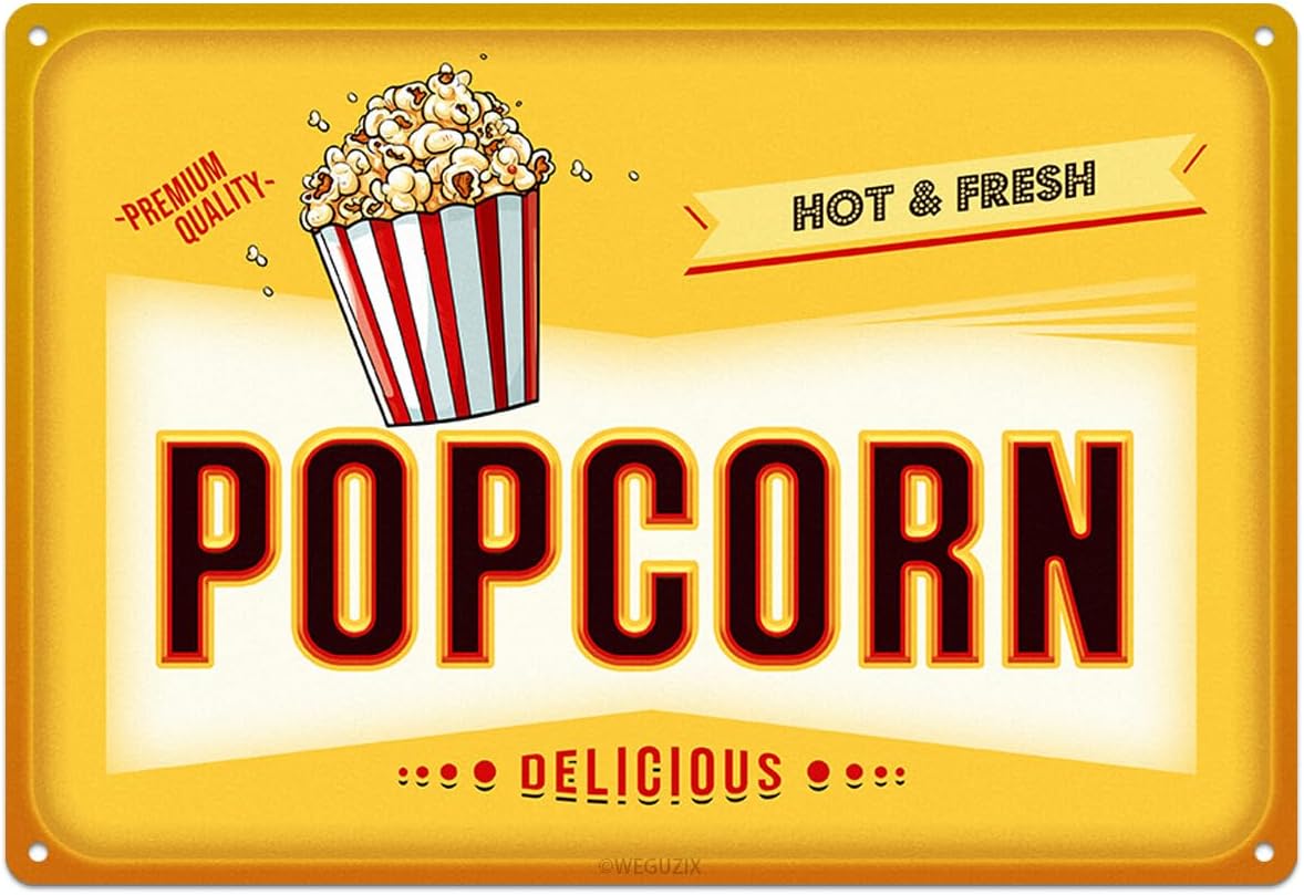 Papan Tanda Logam Popcorn Lucu - Food Snacks Corner ulasan dan harga