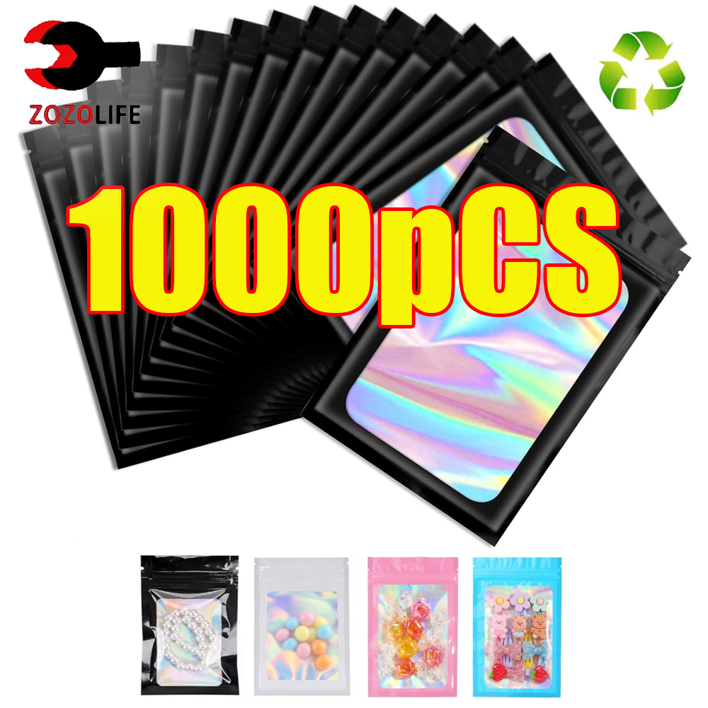 10-1000Pcs Tas Ziplock Hologra - Food Z ulasan dan harga